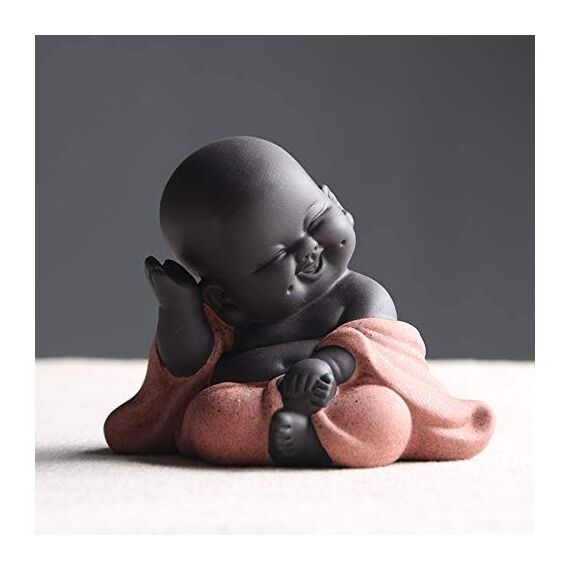 MonLiya Kleine süße Buddha-Statue, Mönch-Figur, kreatives Baby, Basteln, Puppen, Ornamente, Geschenk, klassisch, chinesisch, zarte Keramik, Kunst und Handwerk, Tee-Zubehör, 7,1 cm hoch (Stil 1)