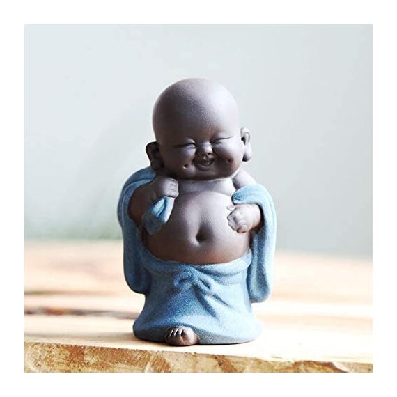 Keramik Tiny Cute Buddha Statue Mönch Figur Kreative Crafts Puppen Ornamente Geschenk Classic Delicate Ceramic Arts and Crafts Tee Zubehör 4 '' Zoll hoch (Stil 5)