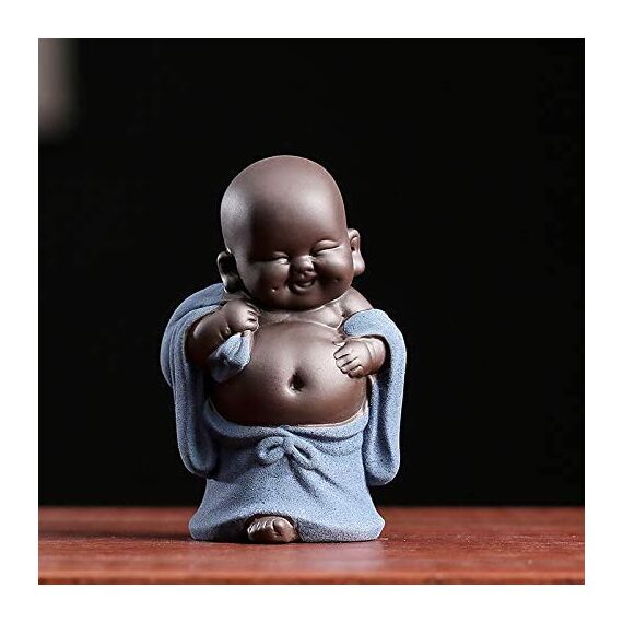 Keramik Tiny Cute Buddha Statue Mönch Figur Kreative Crafts Puppen Ornamente Geschenk Classic Delicate Ceramic Arts and Crafts Tee Zubehör 4 '' Zoll hoch (Stil 5)