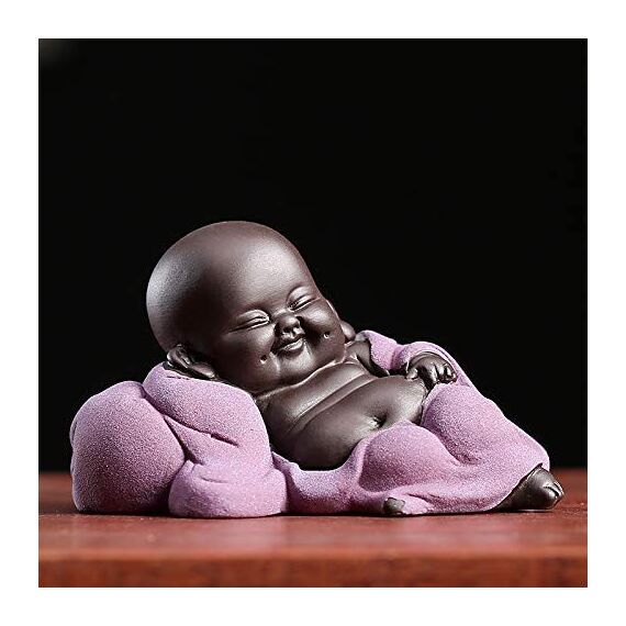 MonLiya Keramik Tiny Cute Buddha Statue Mönch Figur Kreative Crafts Puppen Ornamente Geschenk Klassisch Zarte Keramik Tee Zubehör 2.4 '' Zoll hoch