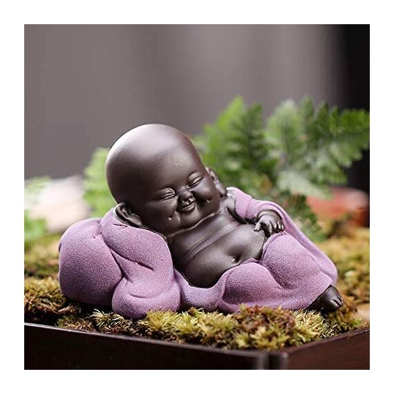 MonLiya Keramik Tiny Cute Buddha Statue Mönch Figur Kreative Crafts Puppen Ornamente Geschenk Klassisch Zarte Keramik Tee Zubehör 2.4 '' Zoll hoch