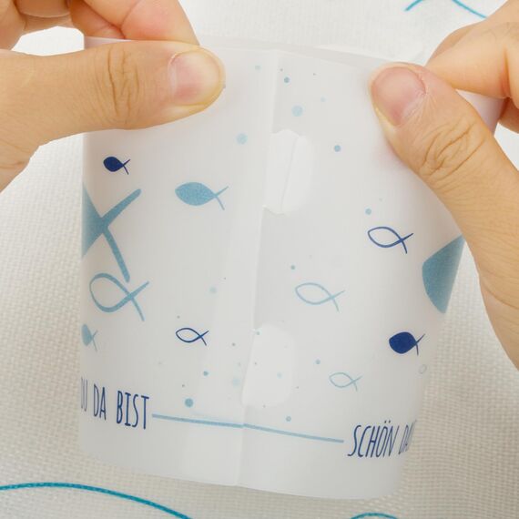 BETESSIN 12 Windlicht Tischdeko Taufe Teelicht Lichthülle Schön dass du da bist Mini Kerzen Deko Blau Kommunion Tischlichter Weihnachten Konfirmation Erstkommunion Teelicht Kerzen Dekoration