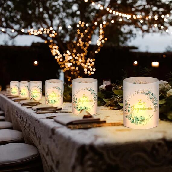12 Windlicht Tischdeko Jugendweihe, Deko Jugendweihe Junge Mädchen, Alles Gute Zur Jugendweihe Tischdeko, Meine Jugendweihe Dekoration, Gastgeschenk Jugendweihe, Geeignet für Teelichter oder Kerzen