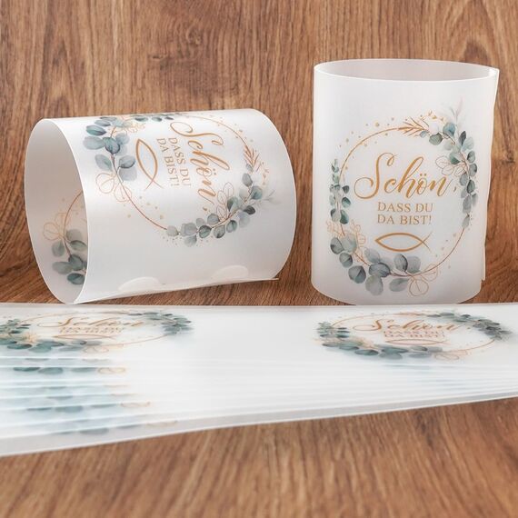 12 Stück Windlicht Tischdeko Schön DASS Du Da Bist, Deko Kommunion Konfirmation Taufe Firmung, Erstkommunion Deko Mädchen Junge, Windlichter Taufe Kommunion, Geeignet für Teelichter oder Kerzen