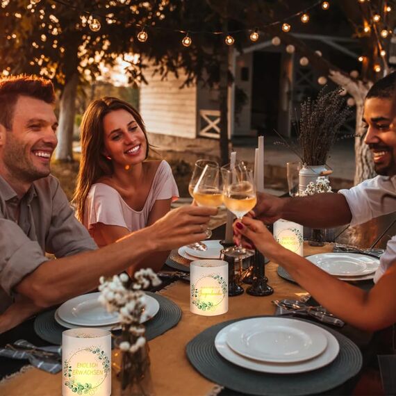12 Windlicht Tischdeko Jugendweihe, Deko Jugendweihe Junge Mädchen, Alles Gute Zur Jugendweihe Tischdeko, Meine Jugendweihe Deko, Gastgeschenk Jugendweihe, Geeignet für Teelichter oder Kerzen
