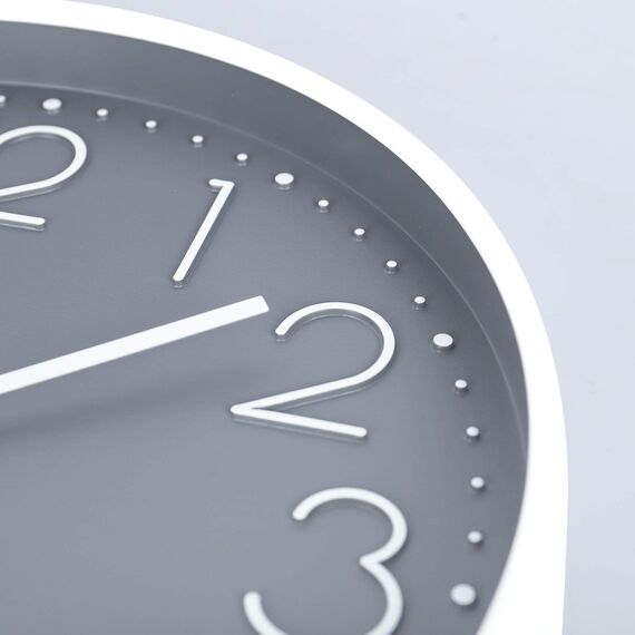 Lafocuse Grau Modern Wanduhr Lautlos 30cm, 3D Ziffern Ohne Tickgeräusche, Quartz Wanduhr Analog Leicht zu Lesen Deko für Wohnzimmer Zimmer Küche Büro