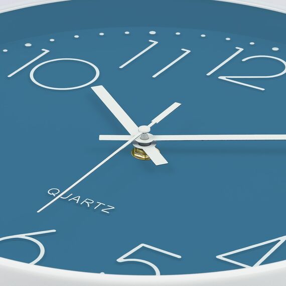 Lafocuse 3D Ziffern Lautlos Wanduhr Cerulean Blau, 30cm Modern Leicht Ablesbar Küchenuhr, Ohne Tickgeräusche Wanduhr Analog Deko für Wohnzimmer Büro Küche