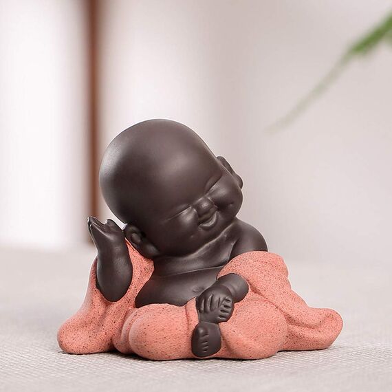 MonLiya Kleine süße Buddha-Statue, Mönch-Figur, kreatives Baby, Basteln, Puppen, Ornamente, Geschenk, klassisch, chinesisch, zarte Keramik, Kunst und Handwerk, Tee-Zubehör, 7,1 cm hoch (Stil 1)