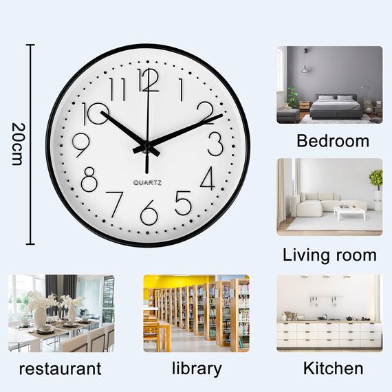 Diompirux 20cm Weiß Hohe Genauigkeit Wanduhr, Einfach zu Lesen, Wanduhr Ohne TickgeräUsche Lautlos Analog Modern, Rund DekorativeWanduhr, Quartz Lautlos wanduhren, für Schule, Büro, Wohnzimmer, Küche…