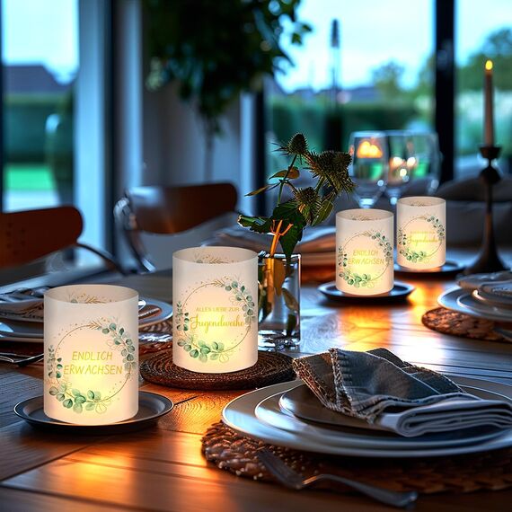 12 Windlicht Tischdeko Jugendweihe, Deko Jugendweihe Junge Mädchen, Alles Gute Zur Jugendweihe Tischdeko, Meine Jugendweihe Deko, Gastgeschenk Jugendweihe, Geeignet für Teelichter oder Kerzen