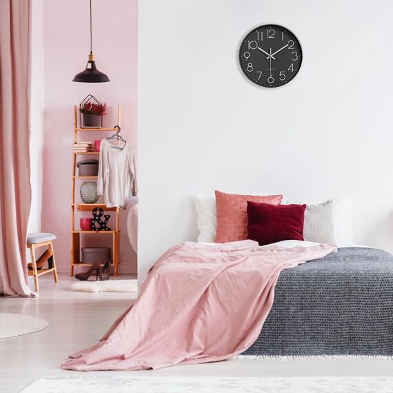 Diompirux 20cm Wanduhr Ohne TickgeräUsche Lautlos Analog Modern, Hohe Genauigkeit Wanduhr Einfach zu Lesen, Quartz Lautlos wanduhren, Rund DekorativeWanduhr, für Büro, Wohnzimmer, Küche, Schule…