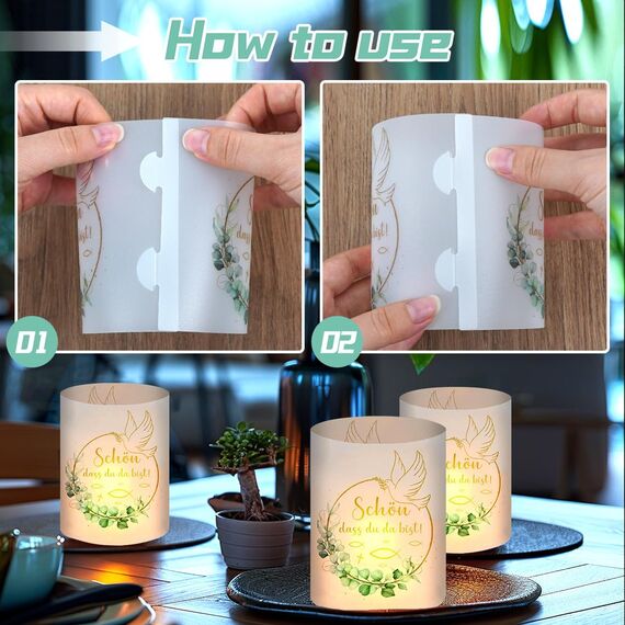 12 Stück Windlicht Tischdeko Schön DASS Du Da Bist, Windlichter Tischdeko Taufe Gold,Deko Fisch Taufe Tischdeko, Erstkommunion Deko Mädchen Junge, Geeignet für Teelichter oder Kerzen