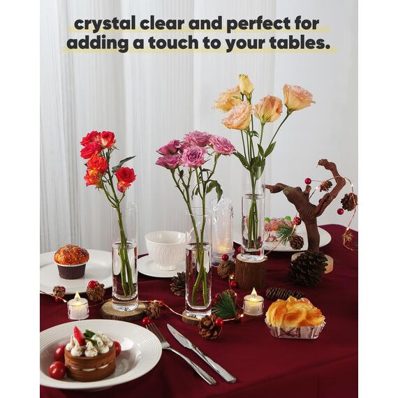 Kleine Vasen für Tischschmuck-12St Kleine Mini Glasvase,Transparent Glasvasen für Hochzeitsdekorationen, Schwimmender Kerzenständer für Party Tischschmuck 19cm Hoch mit 4.5cm Öffnungsdurchmesser