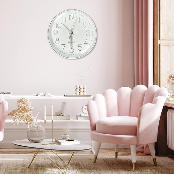 Diompirux 20cm/8 Zoll Wanduh, Still und kein tickendes Geräusch, Hochpräzise Wanduhr, gut lesbar, Mit umweltfreundlichem Rahmen und Transparente Acrylplatte, für Wohnzimmer, Küche, Büro, Schule…