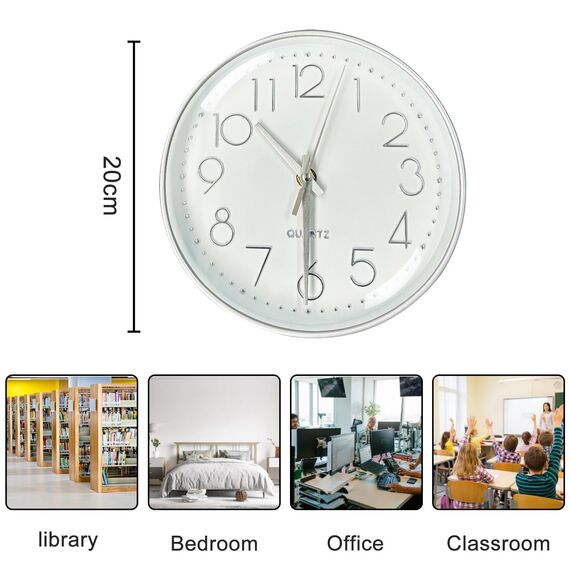 Diompirux 20cm/8 Zoll Wanduh, Still und kein tickendes Geräusch, Hochpräzise Wanduhr, gut lesbar, Mit umweltfreundlichem Rahmen und Transparente Acrylplatte, für Wohnzimmer, Küche, Büro, Schule…