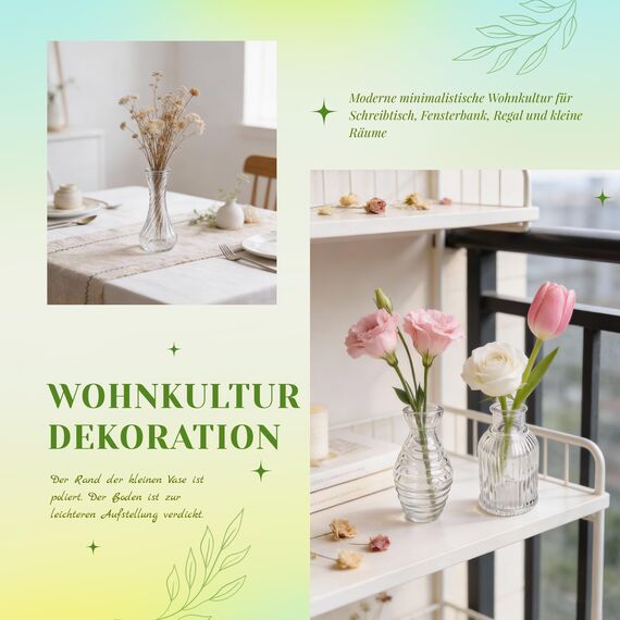 Der Rose Blumenvase Set, 30 Stück kleine Vasen für Tischdeko, mit elegantem Ätzmuster, ideal für Hochzeitsdeko und Party Deko