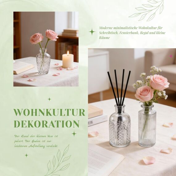 Der Rose 20 Stück Bud Vasen in Schüttglas Vase für Mittelstücke kleine Blumenvasen Mini Vintage Vasen für rustikale Hochzeit, Home Tisch Deko