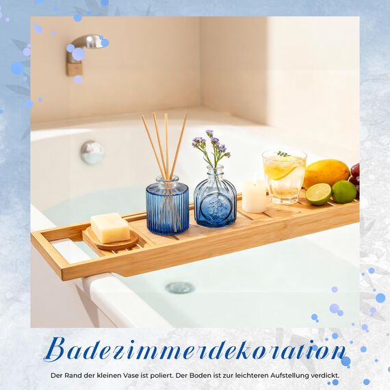 Der Rose 12 Stück Blaue Kleine Vasen Glasvasen für Tischdeko Mini Vintage Vasen Set für Hochzeitsdeko Party Deko Geschenk