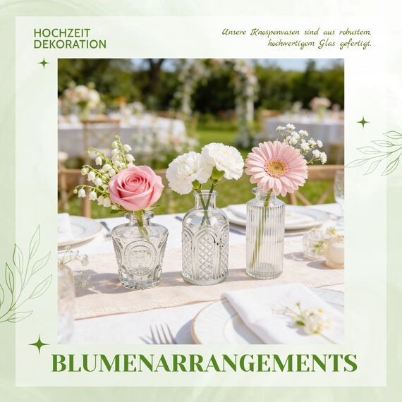 Der Rose 20 Stück Bud Vasen in Schüttglas Vase für Mittelstücke kleine Blumenvasen Mini Vintage Vasen für rustikale Hochzeit, Home Tisch Deko