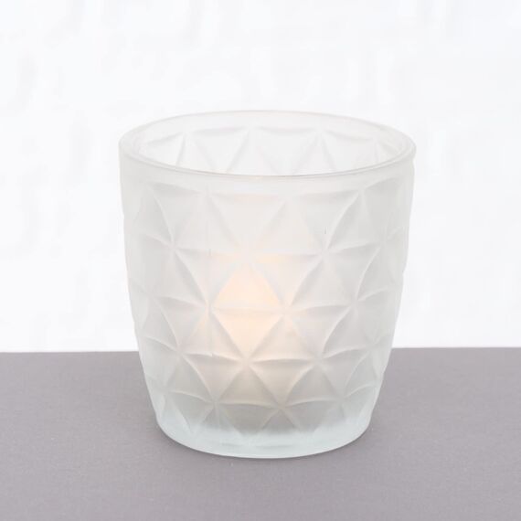 Windlicht Teelichtgläser Teelichthalter Glas lackiert matt weiß H 8 cm 4er Set