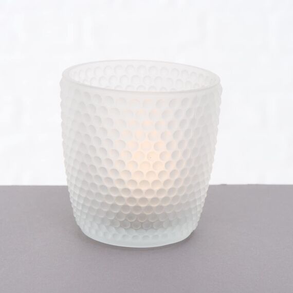 Windlicht Teelichtgläser Teelichthalter Glas lackiert matt weiß H 8 cm 4er Set