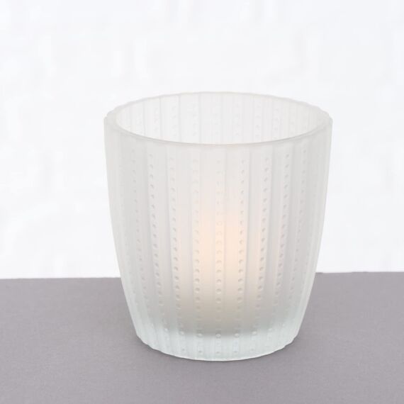 Windlicht Teelichtgläser Teelichthalter Glas lackiert matt weiß H 8 cm 4er Set