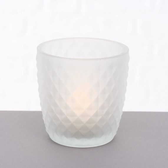 Windlicht Teelichtgläser Teelichthalter Glas lackiert matt weiß H 8 cm 4er Set