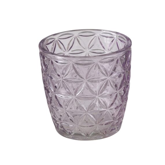 Boltze Windlicht Set Marilu 4-teilig (Lila, Deko-Gläser für Kerzen/Teelichter, Kerzenständer ø 8 cm, Verschiedene Muster, Form rund, Teelichthalter) 1014419, Normal