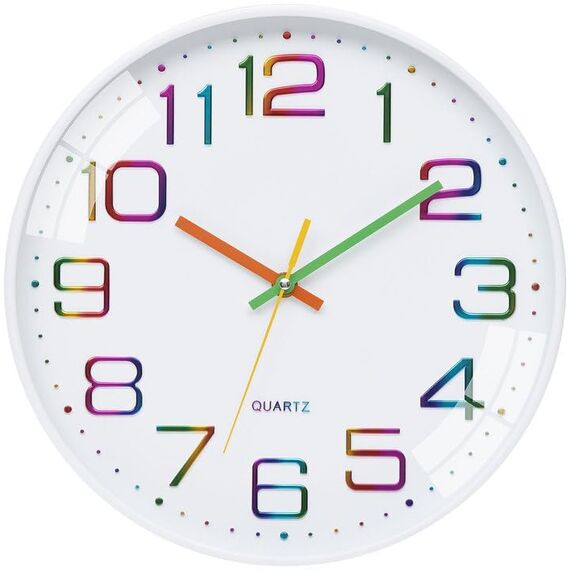 ACCSHINE Wanduhr Kinder Ohne TickgeräUsche Lautlos 30cm Modern Quarz Groß Betriebene Stereo Wanduhr Bunt Einfach zu Lesen für Kinderzimmer Zuhause KüChe Schlafzimmer BüRo Schule (Weiß)