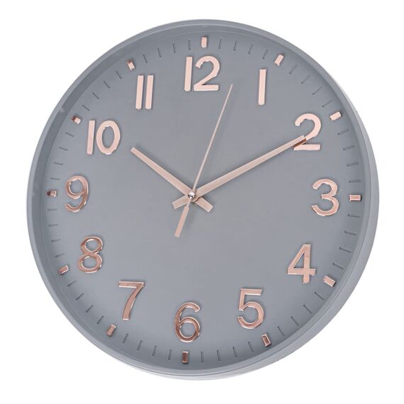 HZDHCLH 30cm Lautlos Wanduhr Schleichende Sekunde mit Arabisch Ziffer ohne Ticken für Dekoration Wohnzimmer, Küche, Büro, Schlafzimmer（Graues Gold）