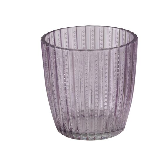 Boltze Windlicht Set Marilu 4-teilig (Lila, Deko-Gläser für Kerzen/Teelichter, Kerzenständer ø 8 cm, Verschiedene Muster, Form rund, Teelichthalter) 1014419, Normal