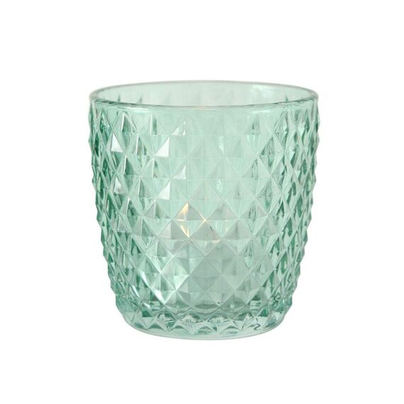 Boltze Windlicht Set Marilu 4-teilig (petrol, Deko-Gläser für Kerzen / Teelichter, Kerzenständer ø 8 cm, verschiedene Muster, Form rund, Teelichthalter) 1020524