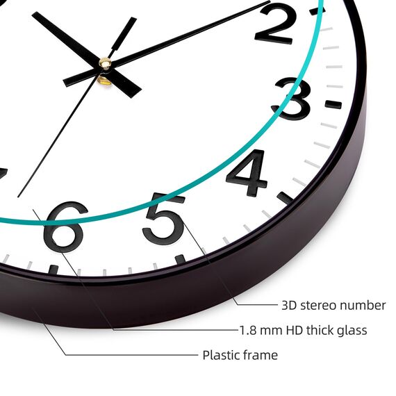 ACCSHINE Wanduhr Ohne TickgeräUsche Lautlos 30cm Modern Quarz Groß Batterie Betriebene Stereo Digital Wanduhr Einfach zu Lesen für Zimmer Zuhause KüChe Schlafzimmer BüRo Schule (Weiß + Schwarz)