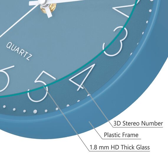 ACCSHINE Wanduhr Ohne TickgeräUsche Lautlos Modern 20cm Quarz Groß Batterie Betriebene Wanduhr Einfach zu Lesen für Zimmer Zuhause KüChe Schlafzimmer Büro Schule (Blau)
