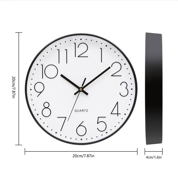 ACCSHINE Wanduhr Ohne Tickgeräusche Lautlos Tischuhr Modern 20cm Quarz Groß Batterie Wanduhr Einfach zu Lesen für Zimmer Zuhause KüChe Schlafzimmer Büro Schule