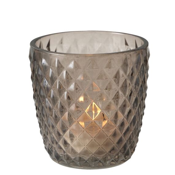 Boltze Windlicht Set Marilu 4-teilig (grau, Deko-Gläser für Kerzen / Teelichter, Kerzenständer ø 8 cm, verschiedene Muster, Form rund, Teelichthalter) 2002930