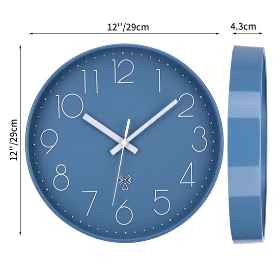 NESIFEE Funkuhr Wanduhr Ohne Tickgeräusche, Lautlos, Gut Lesbar für Küche und Wohnzimmer