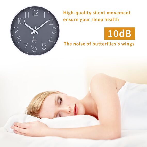 NESIFEE Funkuhr Wanduhr Ohne Tickgeräusche, lautlose Wanduhr, gut lesbar, Küchenuhr, Wohnzimmeruhr, modern, leise ohne Ticken