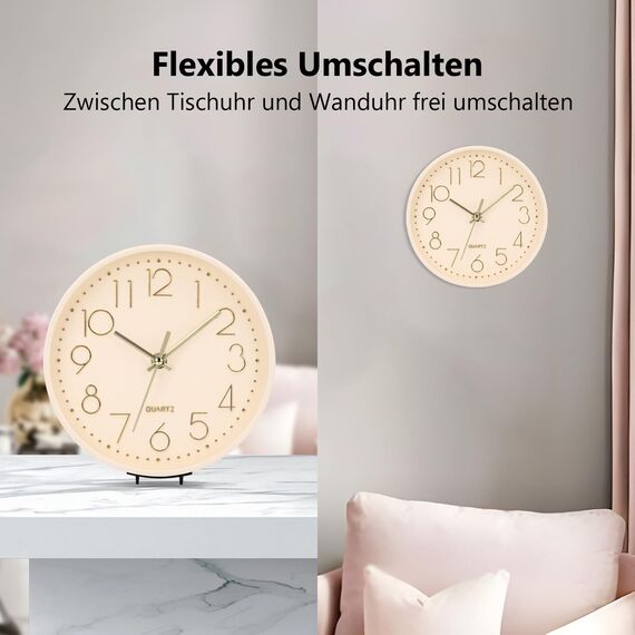 ACCSHINE Wanduhr Ohne TickgeräUsche Lautlos Modern 20cm Quarz Groß Batterie Betriebene Wanduhr Einfach zu Lesen für Zimmer Zuhause KüChe Schlafzimmer Büro Schule