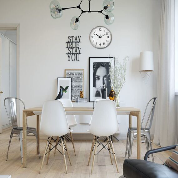 HZDHCLH 30CM Wanduhr Modern Quartz Lautlos wanduhren rund Ohne Tickgeräus DekorativeWanduhr für Wohnzimmer, Schlafzimmer, Küche (Weiß)