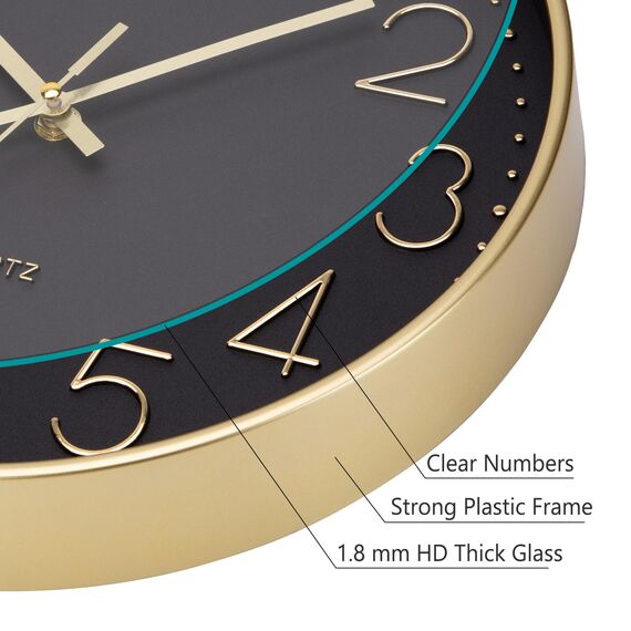 ACCSHINE Wanduhr Ohne Tickgeräusche Lautlos Küchenuhr 30cm Quarz Groß Batterie Betriebene Wanduhr Einfach zu Lesen für Zimmer Zuhause Wohnzimmer KüChe Schlafzimmer Büro Schule