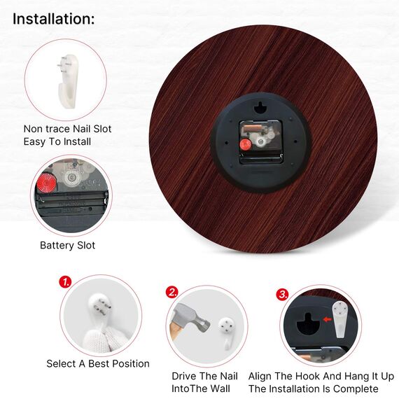 TAHEAT 30 cm Maritime Meer Schildkröte Wanduhr, Lautlos Geräuschlos Holz Uhren, Batteriebetrieben Modern Wanduhr für Küche/Schlafzimmer/Wohnzimmer/Esszimmer