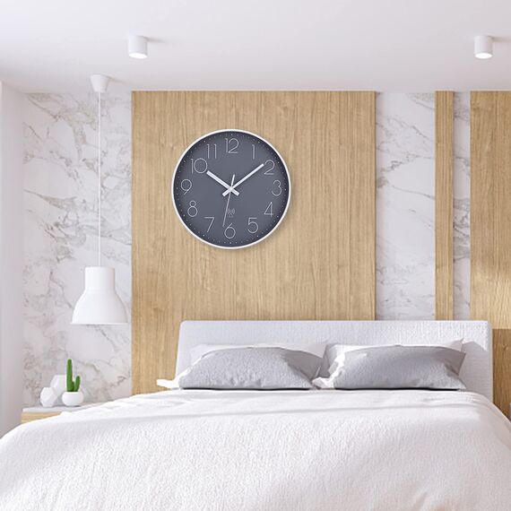 NESIFEE Funkuhr Wanduhr Ohne Tickgeräusche, lautlose Wanduhr, gut lesbar, Küchenuhr, Wohnzimmeruhr, modern, leise ohne Ticken