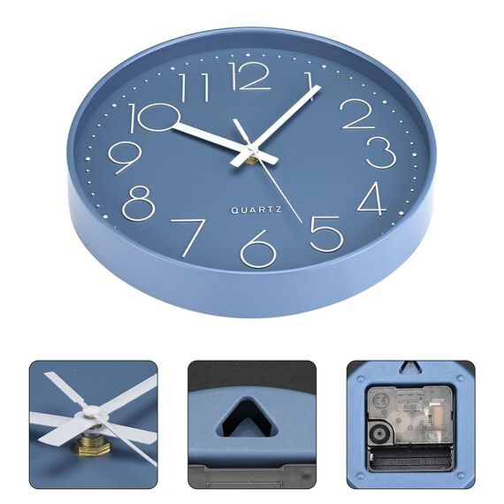 ACCSHINE Wanduhr Ohne TickgeräUsche Lautlos Modern 30cm Quarz Groß Batterie Betriebene Wanduhr Einfach zu Lesen für Zimmer Zuhause KüChe Schlafzimmer Büro Schule (Blau)