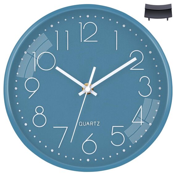 ACCSHINE Wanduhr Ohne TickgeräUsche Lautlos Modern 20cm Quarz Groß Batterie Betriebene Wanduhr Einfach zu Lesen für Zimmer Zuhause KüChe Schlafzimmer Büro Schule (Blau)