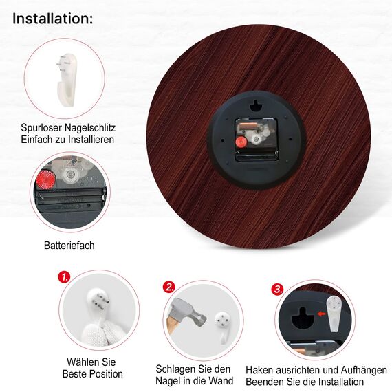 TAHEAT Strand Wellen Sonnenuntergang Wanduhr, Leise Nicht tickend Batteriebetrieben Uhren, Leicht zu lesen Dekorativ Wanduhren für Schlafzimmer/Küche/Wohnzimmer/Bad, 34 cm