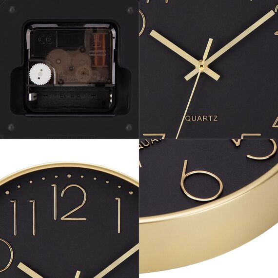 ACCSHINE Wanduhr Ohne Tickgeräusche Lautlos Küchenuhr 30cm Quarz Groß Batterie Betriebene Wanduhr Einfach zu Lesen für Zimmer Zuhause Wohnzimmer KüChe Schlafzimmer Büro Schule