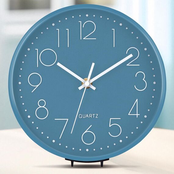 ACCSHINE Wanduhr Ohne TickgeräUsche Lautlos Modern 20cm Quarz Groß Batterie Betriebene Wanduhr Einfach zu Lesen für Zimmer Zuhause KüChe Schlafzimmer Büro Schule (Blau)