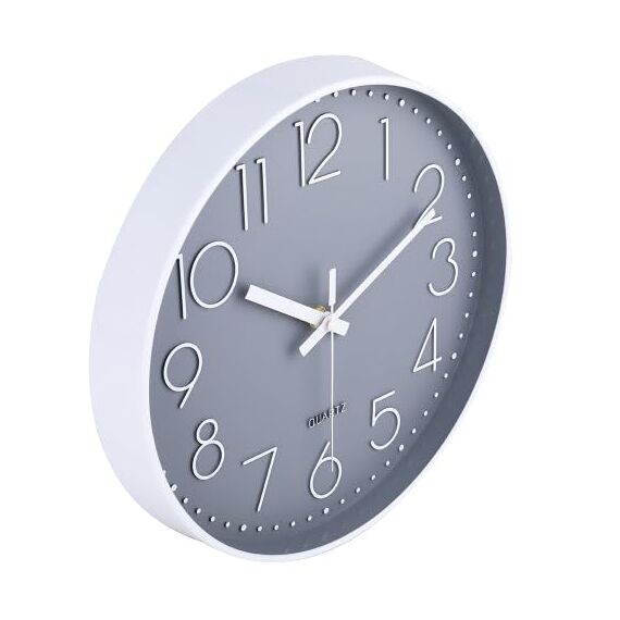 jomparis 20cm Modern Quartz Lautlos Wanduhr Schleichende Sekunde ohne Ticken Analoge Wanduhr Dekor für Wohnzimmer, Kinderzimmer,Küche,Büro (Grau)