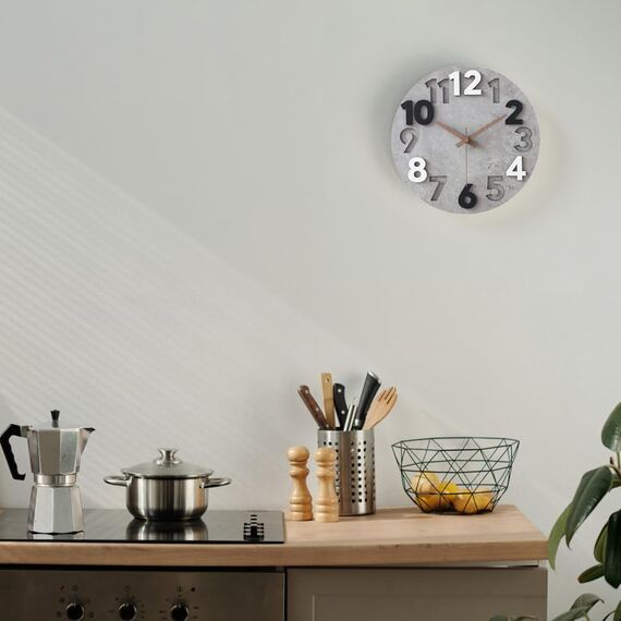 Stellarize Wanduhr Groß Ohne Tickgeräusche Modern Holz 3D Küchenuhr für Wohnzimmer Kinderzimmer Büro (35 cm)